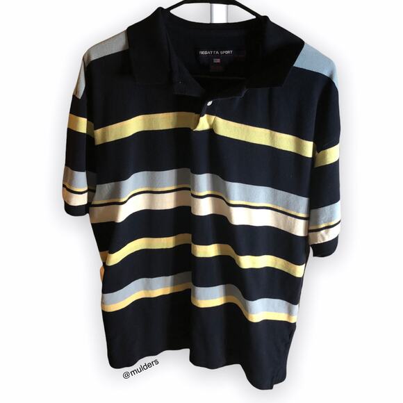 Regatta Sport Mens High Tech System Striped Polo Shirt XL - Picture 1 of 10